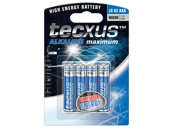 Tecxus batteri AAA alkaline LR 03  blister med 4 batterier